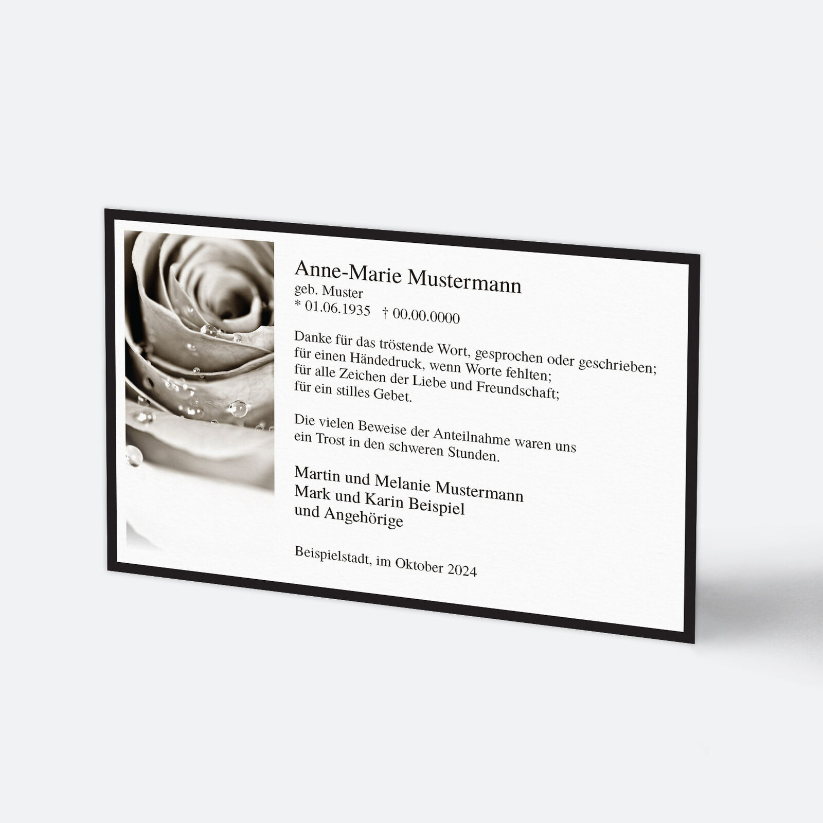 Trauerrand Klassisch mit Rose