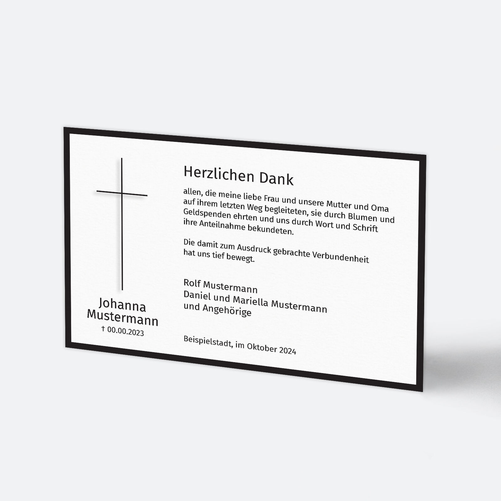 Trauerrand Kreuz Groß