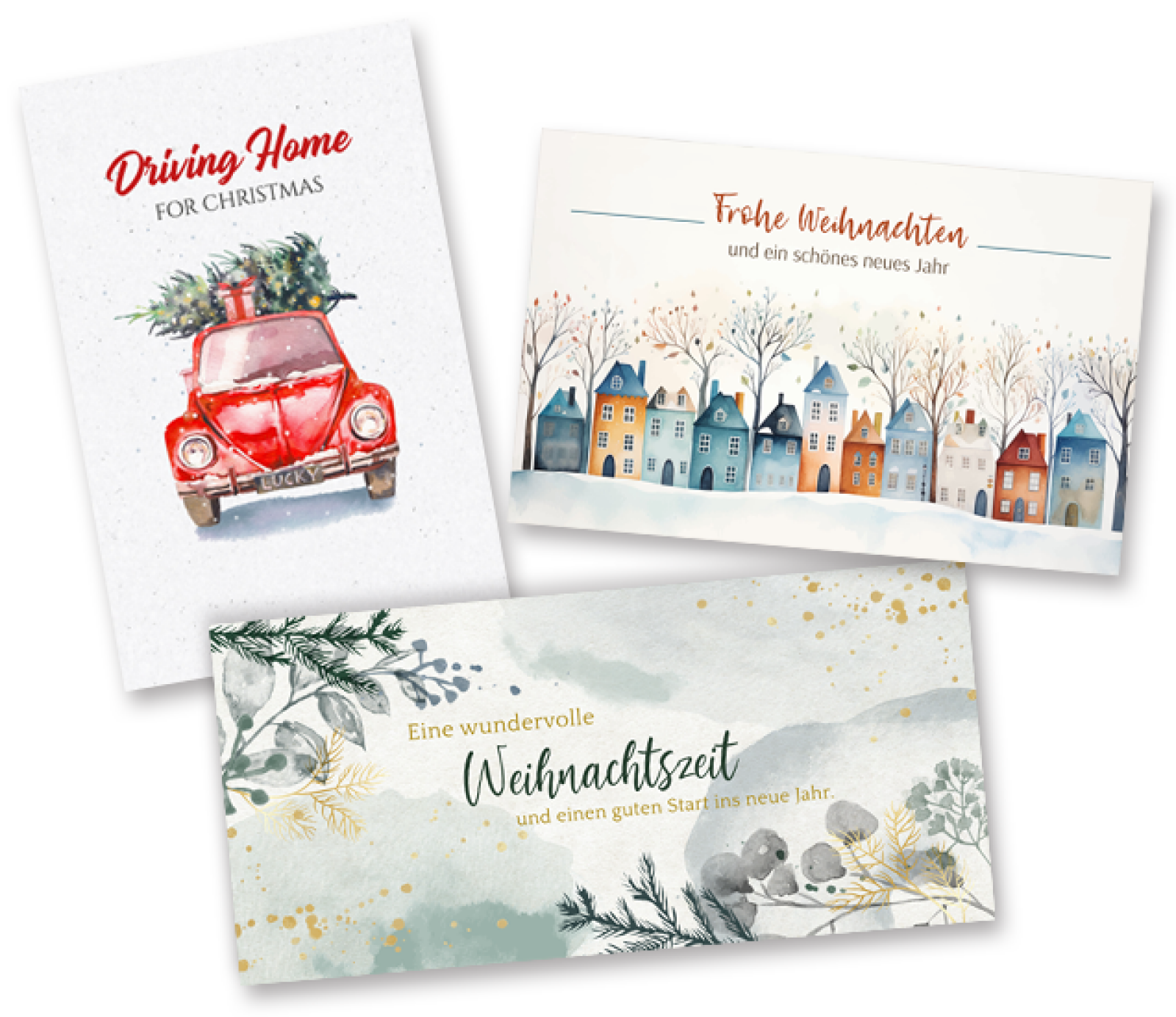 Farbenfrohe Weihnachtsgrußkarten