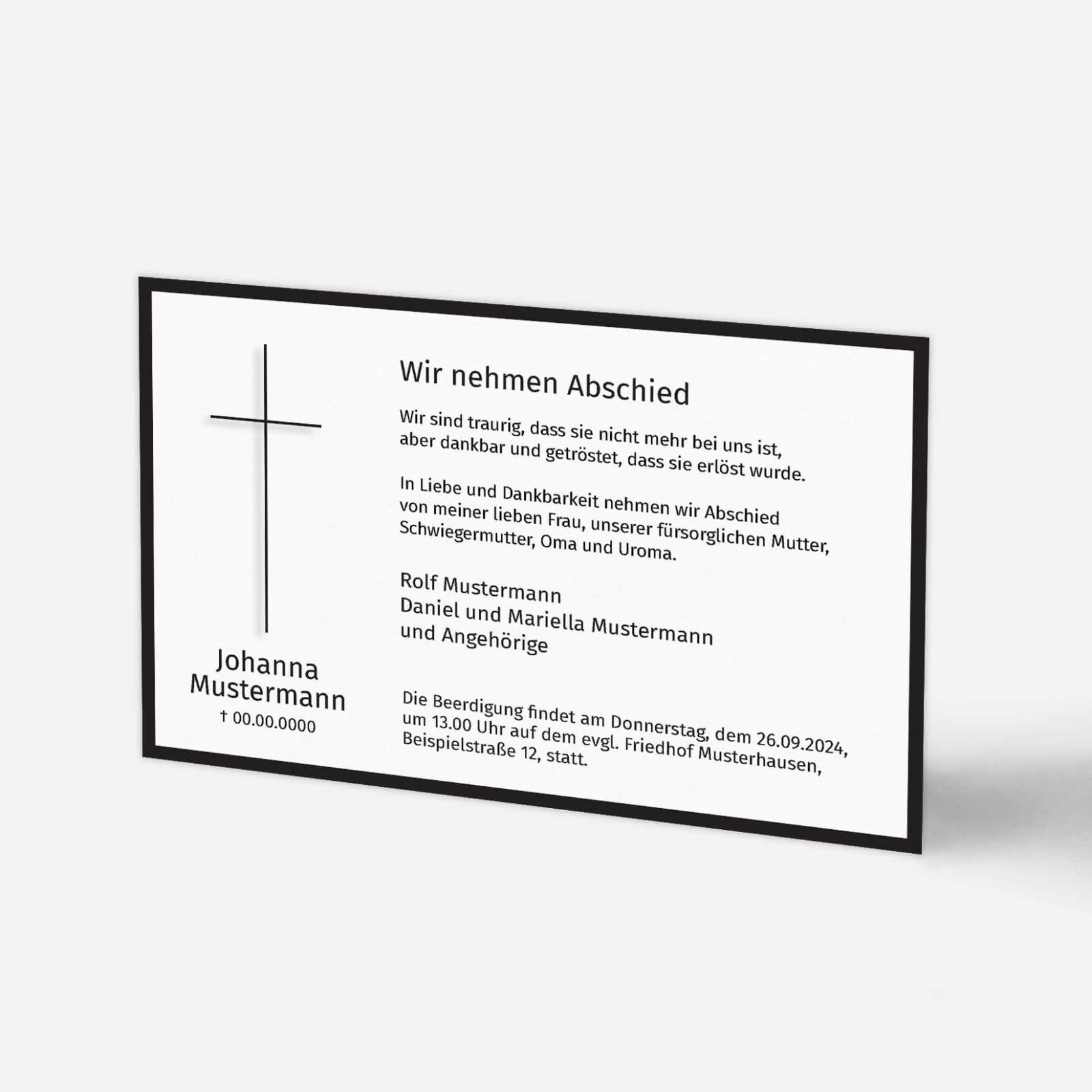 Trauerrand Kreuz Groß