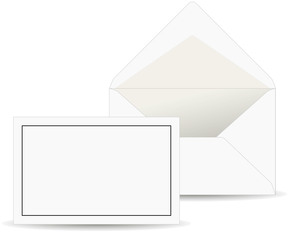 Briefumschlag weiß, grau gefüttert, schwarzer Rand