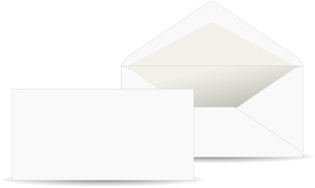 Briefumschlag weiß, grau gefüttert, blanko