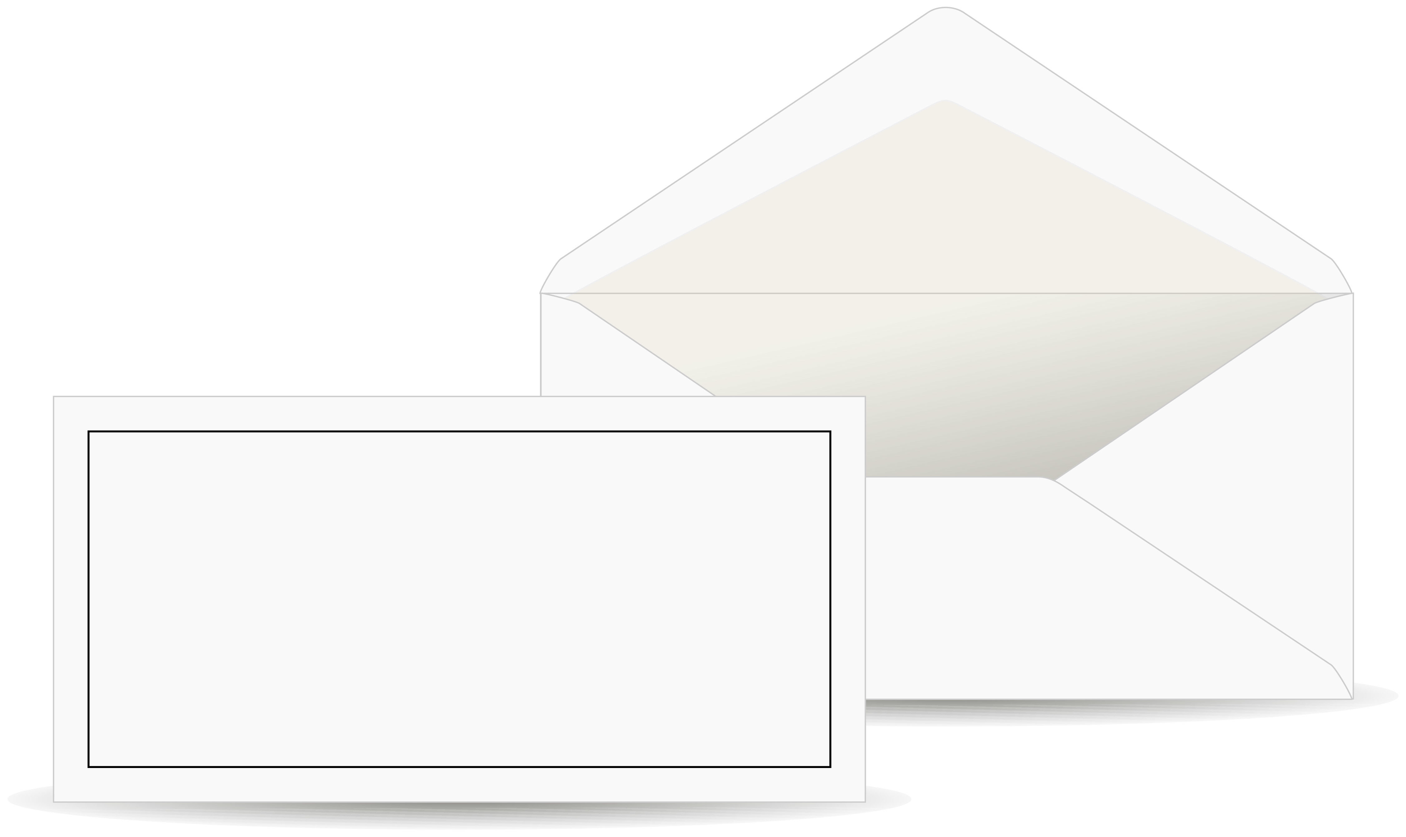 Briefumschlag weiß, grau gefüttert, schwarzer Rand