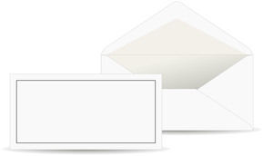 Briefumschlag weiß, grau gefüttert, schwarzer Rand