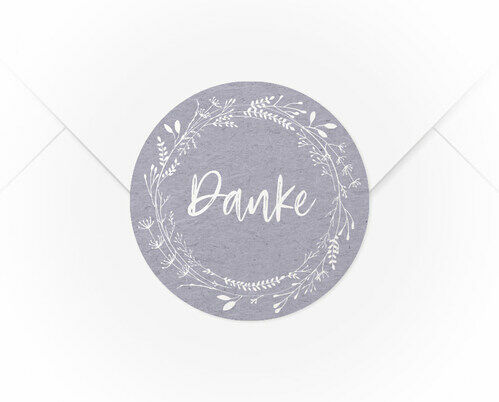 Ein A4 Bogen mit 15 Verschlussaufkleber Blumenkranz Danke