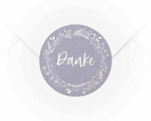 Ein A4 Bogen mit 15 Verschlussaufkleber Blumenkranz Danke