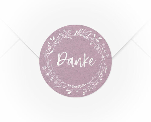 Ein A4 Bogen mit 15 Verschlussaufkleber Blumenkranz Danke