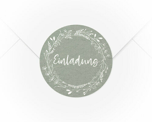 Ein A4 Bogen mit 15 Verschlussaufkleber Blumenkranz Einladung