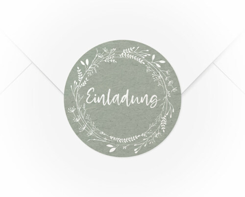 Ein A4 Bogen mit 15 Verschlussaufkleber Blumenkranz Einladung