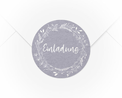 Ein A4 Bogen mit 15 Verschlussaufkleber Blumenkranz Einladung