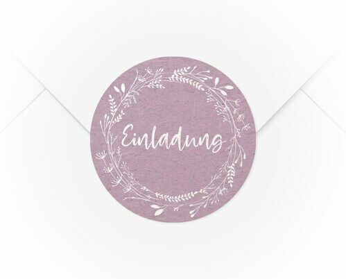 Ein A4 Bogen mit 15 Verschlussaufkleber Blumenkranz Einladung
