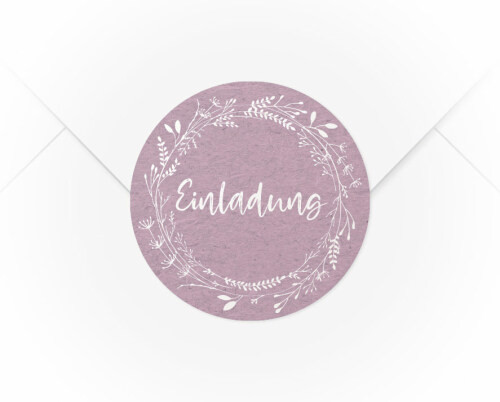 Ein A4 Bogen mit 15 Verschlussaufkleber Blumenkranz Einladung
