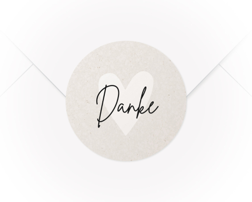 Ein A4 Bogen mit 15 Verschlussaufklebern Danke