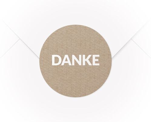 Ein A4 Bogen mit 15 Verschlussaufklebern Danke Kraftpapieroptik