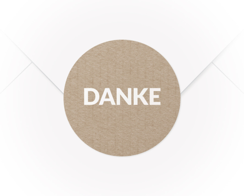 Ein A4 Bogen mit 15 Verschlussaufklebern Danke Kraftpapieroptik