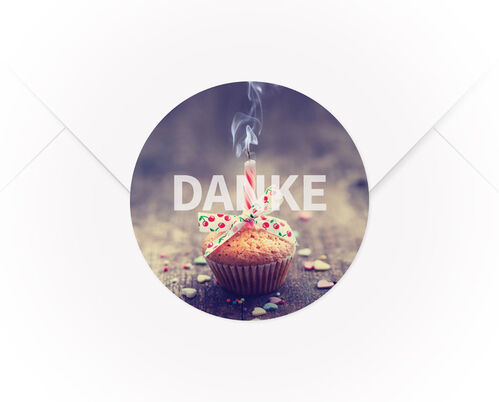 Ein A4 Bogen mit 15 Verschlussaufklebern Danke Muffin