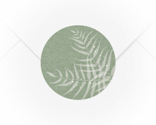 Ein A4 Bogen mit 15 Verschlussaufkleber Farnblatt