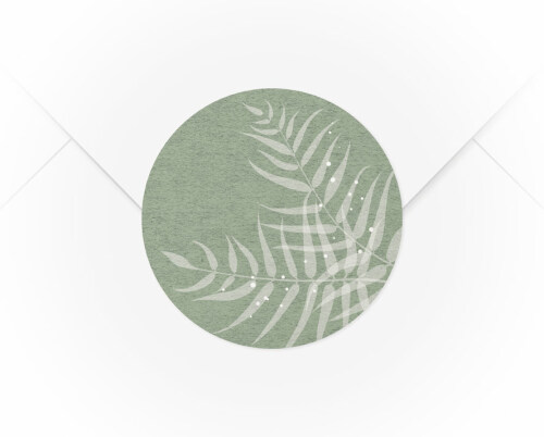 Ein A4 Bogen mit 15 Verschlussaufkleber Farnblatt