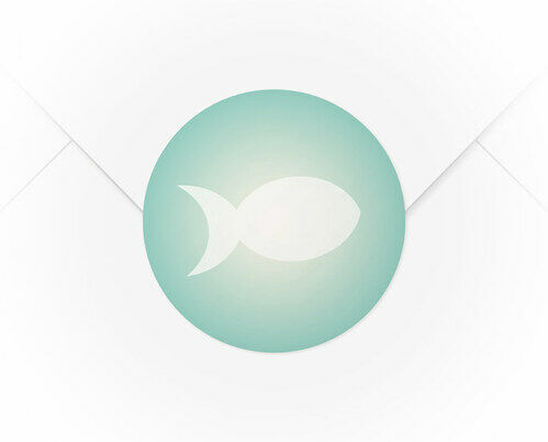 Ein A4 Bogen mit 15 Verschlussaufkleber Fisch Modern