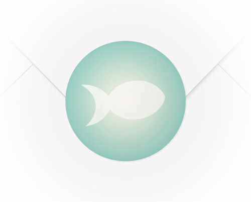 Ein A4 Bogen mit 15 Verschlussaufkleber Fisch Modern