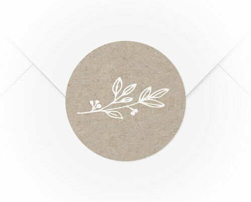 Ein A4 Bogen mit 15 Verschlussaufkleber Kraftpapier Zweig