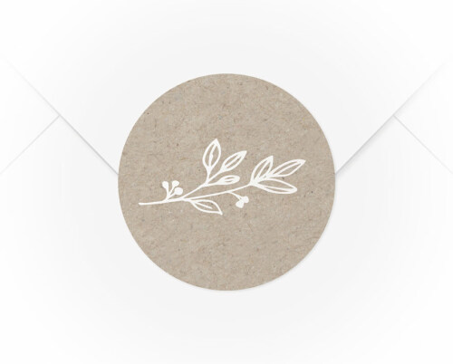 Ein A4 Bogen mit 15 Verschlussaufkleber Kraftpapier Zweig