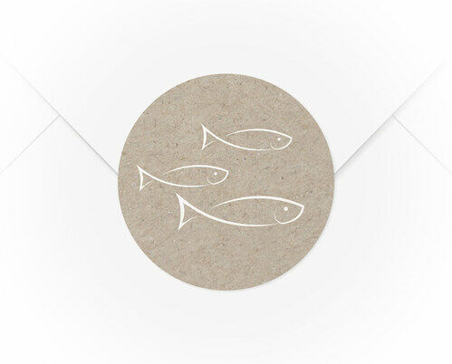Ein A4 Bogen mit 15 Verschlussaufkleber Kraftpapier Fisch