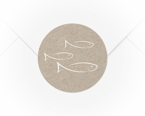 Ein A4 Bogen mit 15 Verschlussaufkleber Kraftpapier Fisch