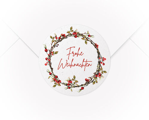 Ein A4 Bogen mit 15 Verschlussaufklebern Kranz