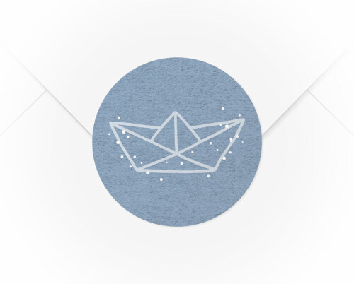 Ein A4 Bogen mit 15 Verschlussaufkleber Papierschiff