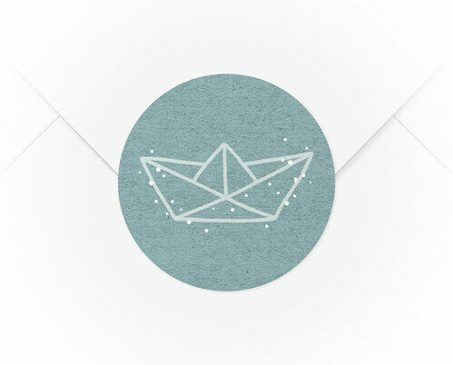 Ein A4 Bogen mit 15 Verschlussaufkleber Papierschiff