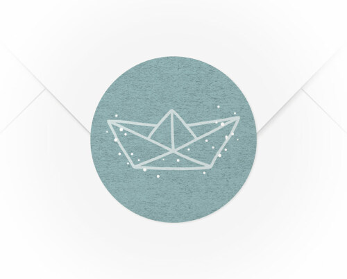 Ein A4 Bogen mit 15 Verschlussaufkleber Papierschiff